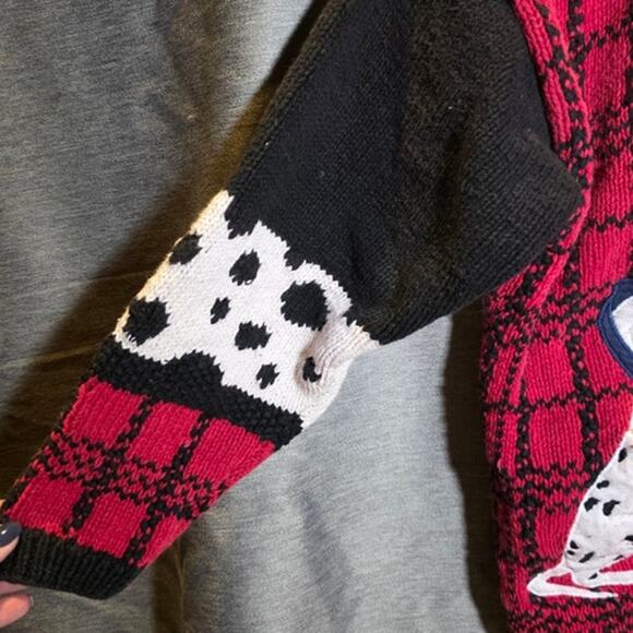 VTG Heavy Dog Christmas Knit Cardigan Dalmation Beagle Ugly Sweater Teacher Sz M - Picture 4 of 6